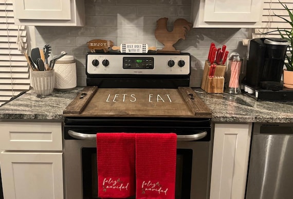 Stove top cover wood-noodle board-electric stove cover-kitchen decor-wood  cooktop cover-rustic stove top cover READY TO SHIP