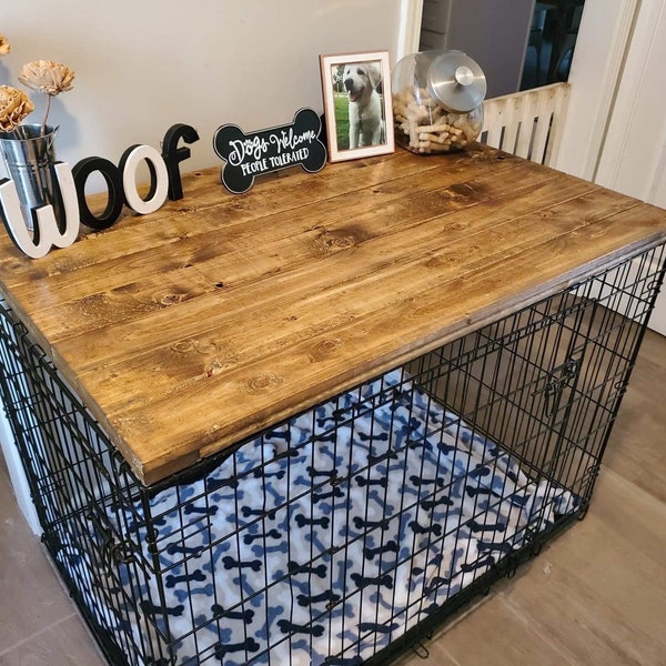 Housse de caisse en fil de fer pour lit pour chien, housse de niche pour chien, dessus en bois pour niche pour chien, niche en bois pour chien, table pour caisse pour chien, housse de caisse, meubles de niche pour chien