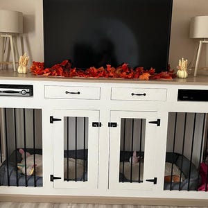 Double Dog Kennel | Entertainment Center Dog Kennel | FREE SHIPPING | Farmhouse Dog Kennel | Dog Crate | Rustic Dog Kennel | Tv Stand | Pets