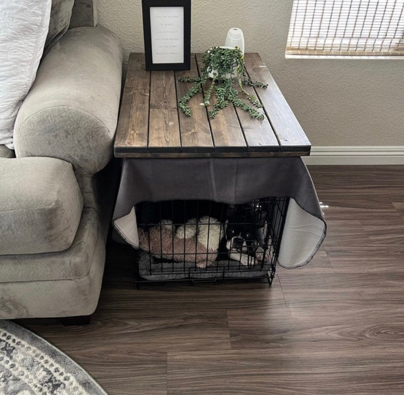Reclaimed Wood Dog Crate Topper: Rustic Kennel Cover