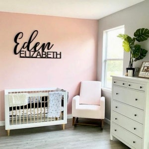 Large wood name sign, nursery name sign, boho nursery sign , above crib cut out, layered baby name sign, double baby name sign, cut out sign