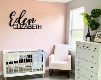 Custom Wood Name Sign: Layered Nursery Decor