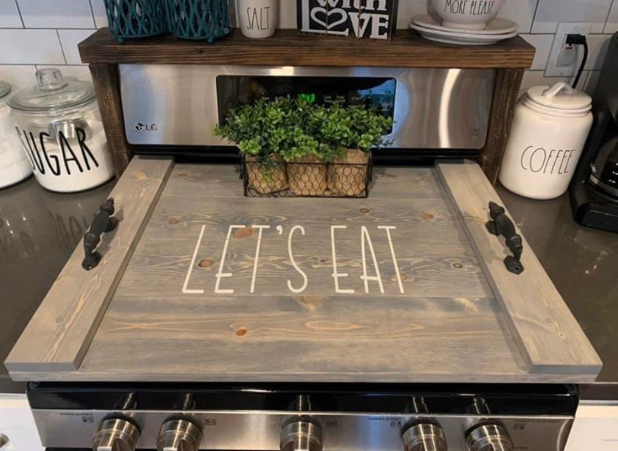 Rustic Stove Top Cover, Wood Tray For Stove, Personalized Stove Cover, Cook  Top Tray Decorative Tray