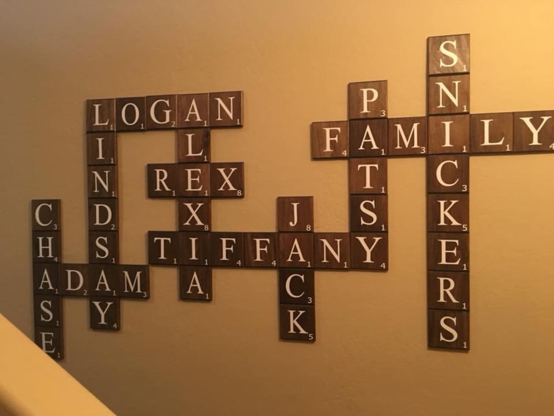 Scrabble Tiles Wall Letters Scrabble Wall Art Wood Scrabble Etsy