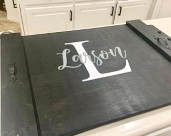 Rustic Wood Stove Top Cover: Personalized Kitchen Decor