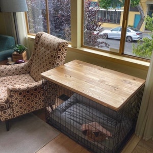 Farmhouse Dog Crate Topper: Wood Kennel Table Top image 3