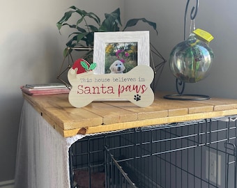 Farmhouse Dog Crate Topper: Wood Kennel Table Top
