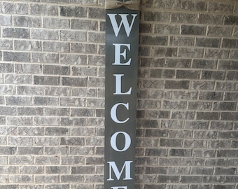 Personalized Rustic Wood Welcome Sign: 6ft Vertical Porch Decor
