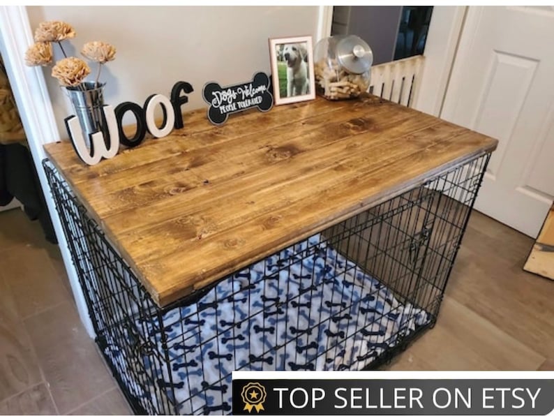 Dog Kennel Wood Table Top Dog Kennel Cover Farmhouse Dog Kennel Top Dog Crate top Dog Crate Table Crate Cover Dog Kennel Furniture image 3