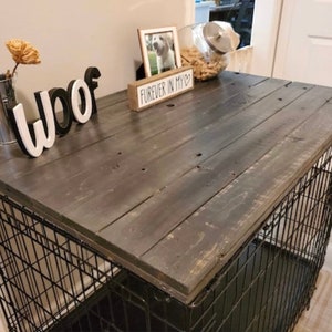Farmhouse Dog Crate Topper: Wood Kennel Table Top image 5