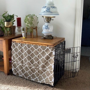 Farmhouse Dog Crate Table Top: Wooden Kennel Cover