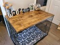 Farmhouse Dog Crate Table Top: Wood Kennel Cover