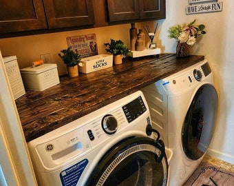 Washer and Dryer top, Laundry Room Organization, Farmhouse Laundry top, Washer and Dryer Wood Table Top, Laundry Furniture, Laundry