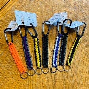 Braided Paracord Keychain with Carabiner and key ring - custom color choices
