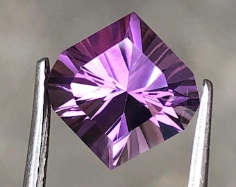 V Amethyst Fantasy Cut | 10 x 10 MM Amethyst Fancy Shape | Natural Amethyst | 2.65CT | Brazilian Untreated Amethyst | One of a kind