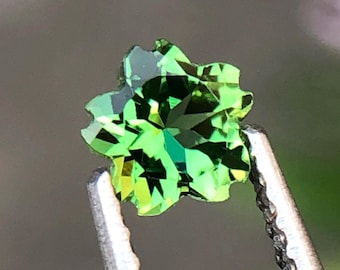 Natural green tourmaline cherry blossom cut, 5 x 5 mm green tourmaline cherry blossom cut, 0.50 carat green tourmaline cherry blossom cut