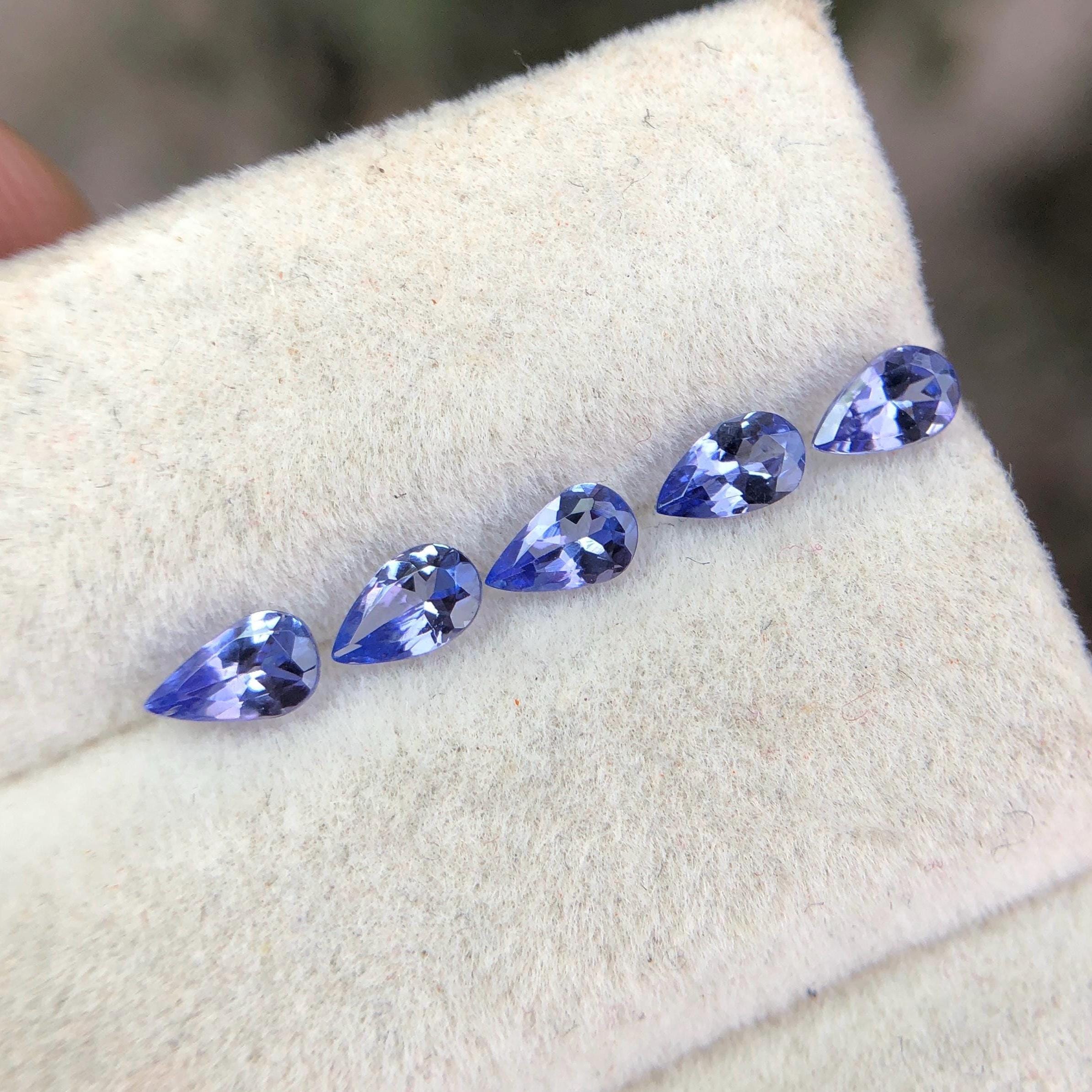 Natural Tiny Tanzanite Pear, 5 x 3 MM Tanzanite Pear Cut Set, Natural Tanzanite Pear, 1 Carat Tanzanite pear Set, 5 Piece's Tanzanite pear Set