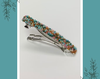 Thick hair barrette, barrette for women, French hair barrette, wedding hairpiece, beaded barrette, bridal barrette, boho hair piece