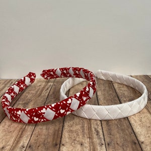 Valentine headband, solid white headband, heart print headband, Valentine themed, headband bundle, hairbands for women, holiday headband