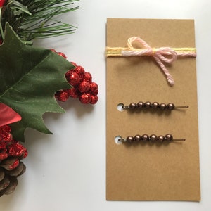 Brown Beaded Bobby Pins: Bronze Hair Accessories (Set of 2)