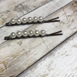 Pearl Bobby Pins: Handmade Bridal Hair Piece (Set of 2)