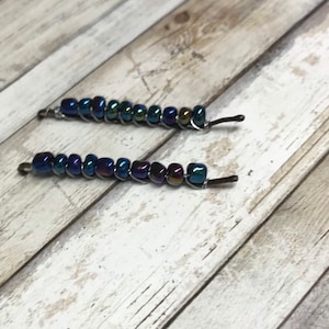 Iridescent Beaded Hair Clip Set: Boho Hair Pin