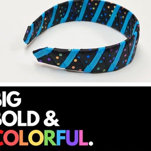 Striped Satin Headband: Extra Wide Colorful Wig Accessory