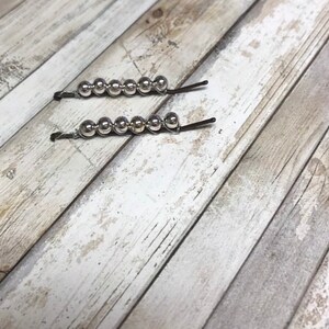 Silver Bead Hair Pin Set: Handmade Fashion Bobby Pins