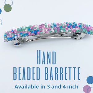 Hand Beaded French Barrette: Colorful Hair Clip for Thick Hair