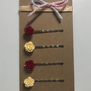 Rose Hair Pins: Bridal Flower Girl Hair Jewelry - Set of 4