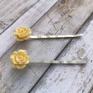 Yellow Rose Hair Pin: Bridal Flower Clip Set