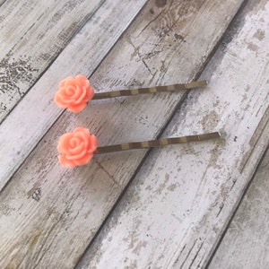 Pink bridal hair pins, women’s hair clip, small rose hair pin, pink rose hair pin, pink hair flower