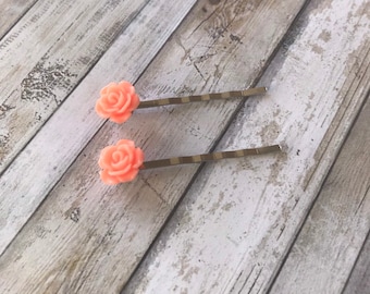 Pink bridal hair pins, women’s hair clip, small rose hair pin, pink rose hair pin, pink hair flower