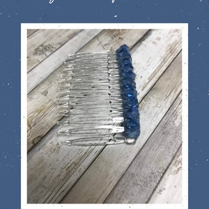 Blue Crystal Hair Comb: Beaded Bridal Hair Piece