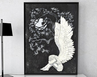 Relief Painting "Sleeping angel" Angel Ornament 3d Art