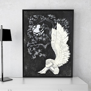 Tableau en relief « Ange endormi » Décoration d'ange Art 3D