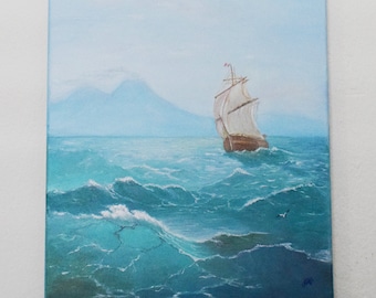 Oeuvre de paysage marin peinture à l'huile sur toile