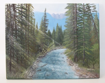 Author's oil painting on canvas Wind forest