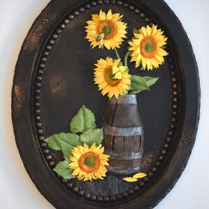 Sculpture florale, peinture sur bois, images volumétriques de fleurs « Tournesols »