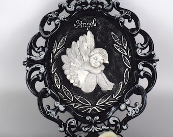 Painting Relief 3d Angel on wooden board