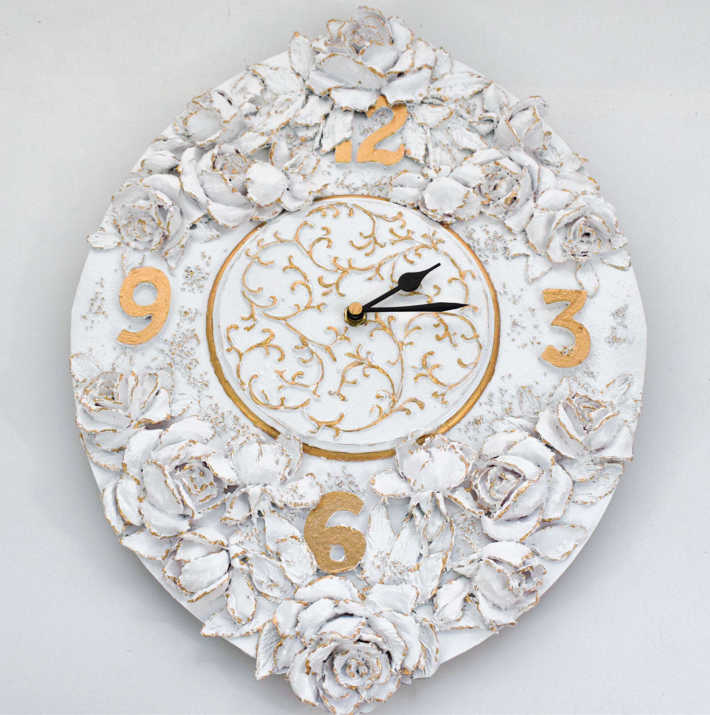 Original Handmade White Romantic Wall Clock With Roses - Etsy