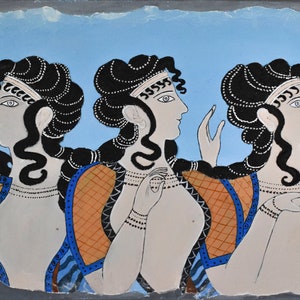 Minoan women Ladies in Blue Copy of a famous frescos of the Minoan civilization