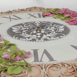 Large Wall Clock Romantic Floral Wall Art with roses image 4