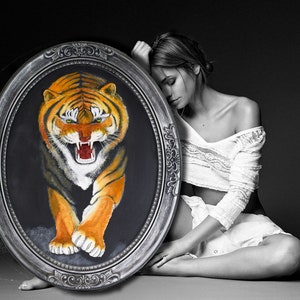 Art mural Pianting avec tigre en relief intérieur