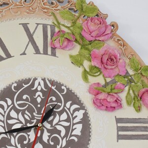 Large Wall Clock Romantic Floral Wall Art with roses image 8