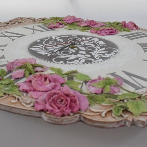 Large Wall Clock Romantic Floral Wall Art with roses image 2