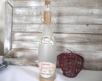 Bottle of opaque “elixir of good health” wine, exceptional vintage, decorative bottle, gift