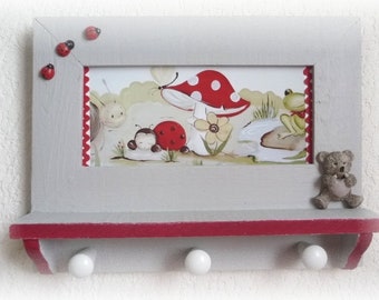 Porte manteaux enfant "Mad'moiselle coccinelle", patère déco,chambre enfant