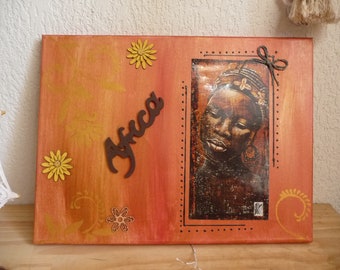 Ethnic style canvas "Africa", handmade, wall decoration, Africa