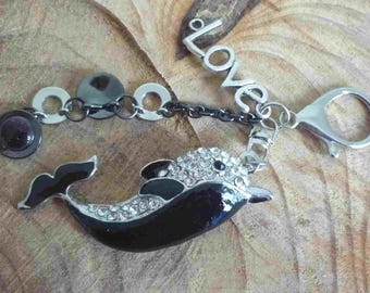 Taschenanhänger oder Schlüsselanhänger &quot;netter Delfin&quot;, Geschenk, Liebe, Strass